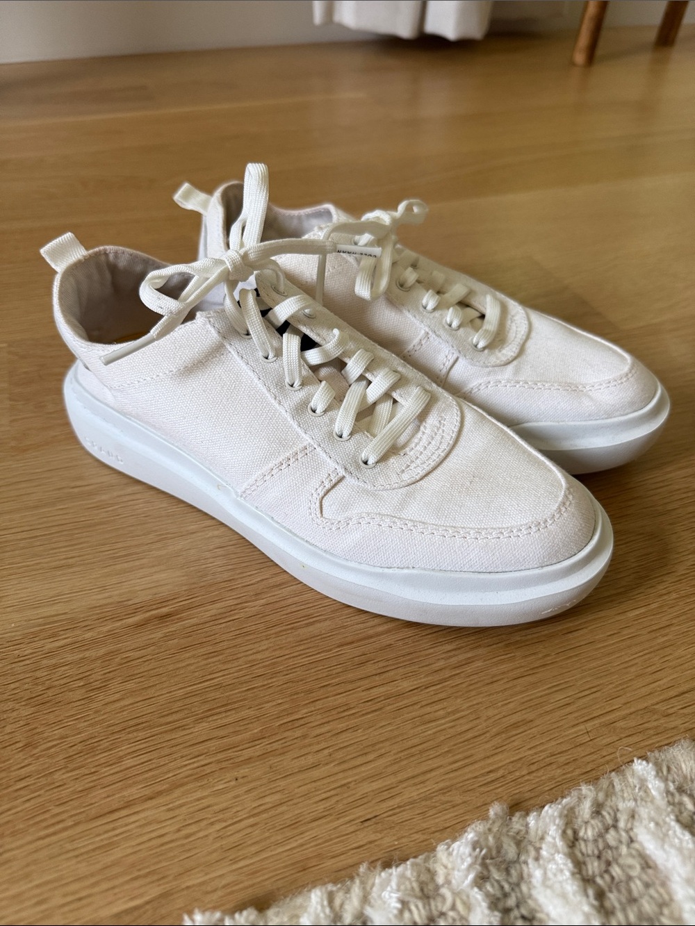 Cole Haan Off-White Canvas Platform Sneakers